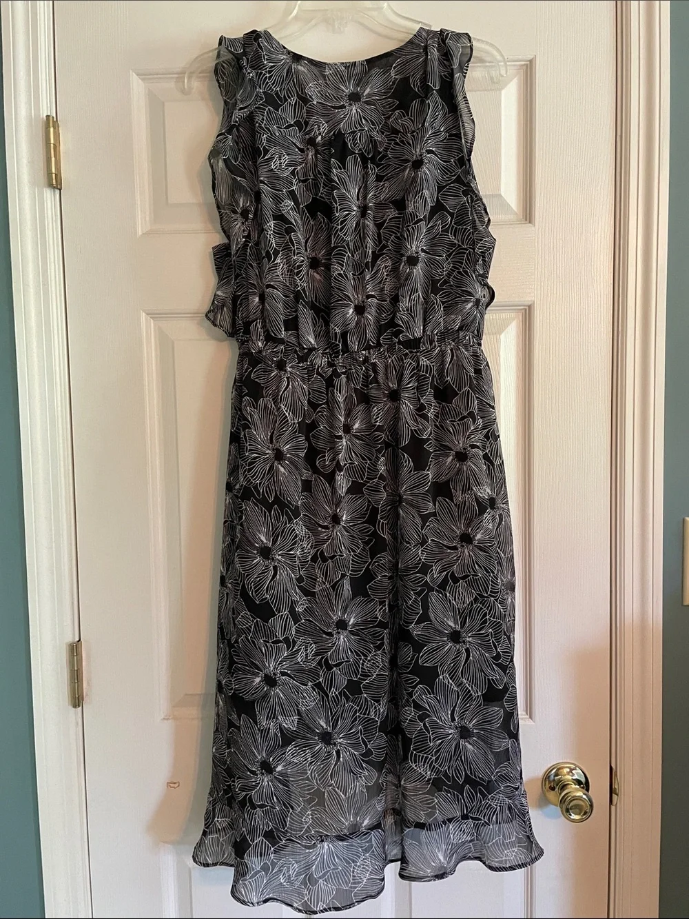 a new day Black Floral Ruffle Faux Wrap Dress XXL NWT